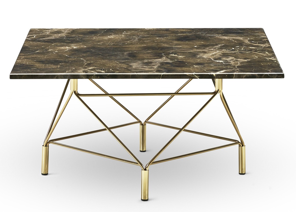 Spider Coffee Table Square 80 x 80 cm / Brown marble / Brass | Ikonhouse